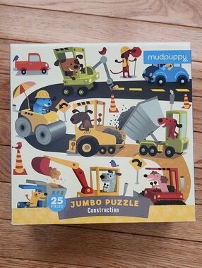 Mudpuppy Jumbo Puzzle - Yellow Construction Theme